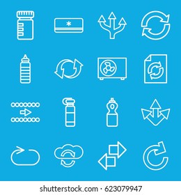 Refresh icons set. set of 16 refresh outline icons such as reload, update, reload replay, air conditioner, arrow, cloud sync, bottle for fitness