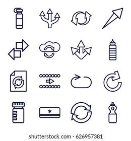 Refresh icons set. set of 16 refresh outline icons such as reload, update, reload replay, air conditioner, arrow, cloud sync, bottle for fitness