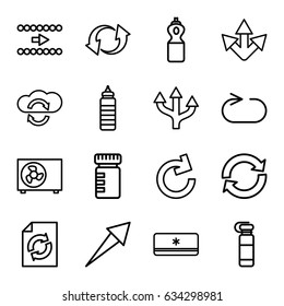 Refresh icons set. set of 16 refresh outline icons such as reload, update, reload replay, air conditioner, arrow, cloud sync, bottle for fitness
