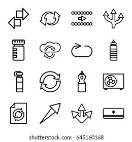 Refresh icons set. set of 16 refresh outline icons such as reload, update, reload replay, air conditioner, arrow, cloud sync, bottle for fitness