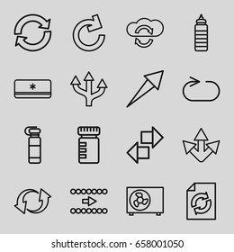 Refresh icons set. set of 16 refresh outline icons such as reload, update, reload replay, air conditioner, arrow, cloud sync, bottle for fitness