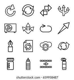 Refresh icons set. set of 16 refresh outline icons such as reload, update, reload replay, air conditioner, arrow, cloud sync, bottle for fitness