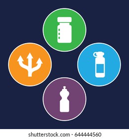 Refresh icons set. set of 4 refresh filled icons such as arrow, bottle for fitness