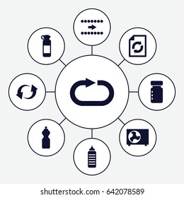 Refresh icons set. set of 9 refresh filled icons such as reload, update, reload replay, air conditioner, arrow, bottle for fitness