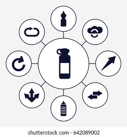 Refresh icons set. set of 9 refresh filled icons such as reload replay, arrow, cloud sync, reload, bottle for fitness