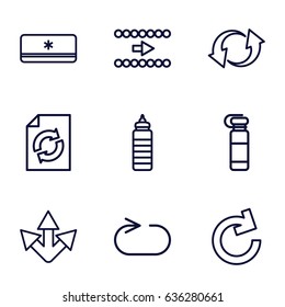 Refresh icons set. set of 9 refresh outline icons such as reload, update, reload replay, air conditioner, arrow, bottle for fitness