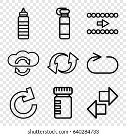 Refresh icons set. set of 9 refresh outline icons such as update, reload replay, arrow, cloud sync, reload, bottle for fitness
