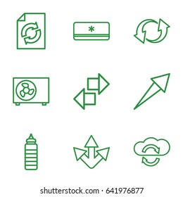 Refresh icons set. set of 9 refresh outline icons such as reload, update, air conditioner, arrow, cloud sync