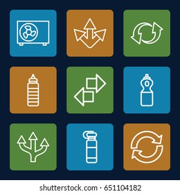 Refresh icons set. set of 9 refresh outline icons such as update, air conditioner, arrow, bottle for fitness, fitness bottle