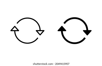 Refresh icons set. Reload sign and symbol. Update icon.