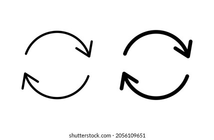 Refresh icons set. Reload sign and symbol. Update icon.