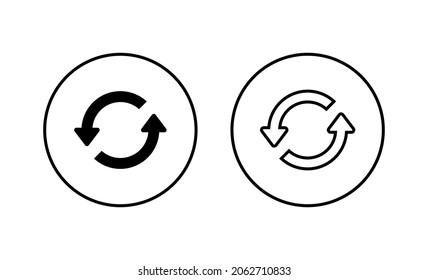 Refresh icons set. Reload sign and symbol. Update icon.