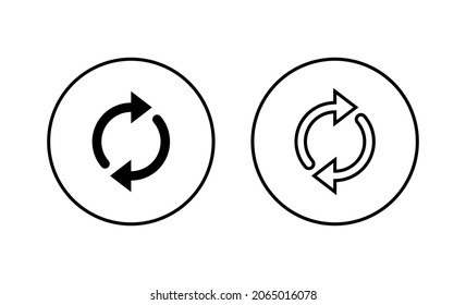 Refresh icons set. Reload sign and symbol. Update icon.