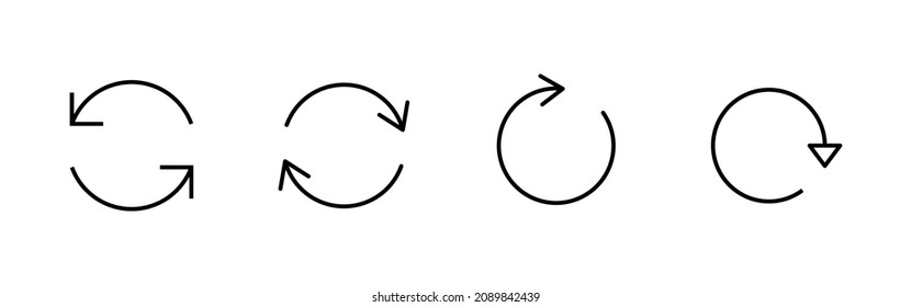 Refresh icons set. Reload sign and symbol. Update icon.