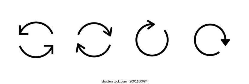 Refresh icons set. Reload sign and symbol. Update icon.