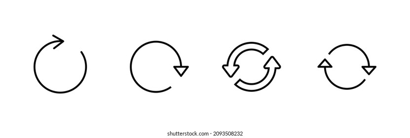 Refresh icons set. Reload sign and symbol. Update icon.