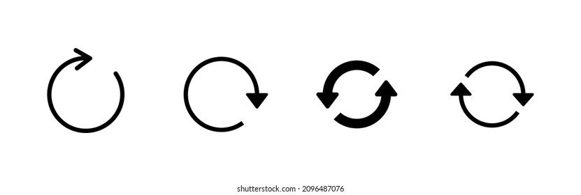 Refresh icons set. Reload sign and symbol. Update icon.