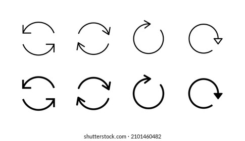 Refrescar conjunto de iconos. Volver a cargar el signo y el símbolo. Icono de actualización.