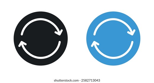 Refresh icons set vectors black and colored style