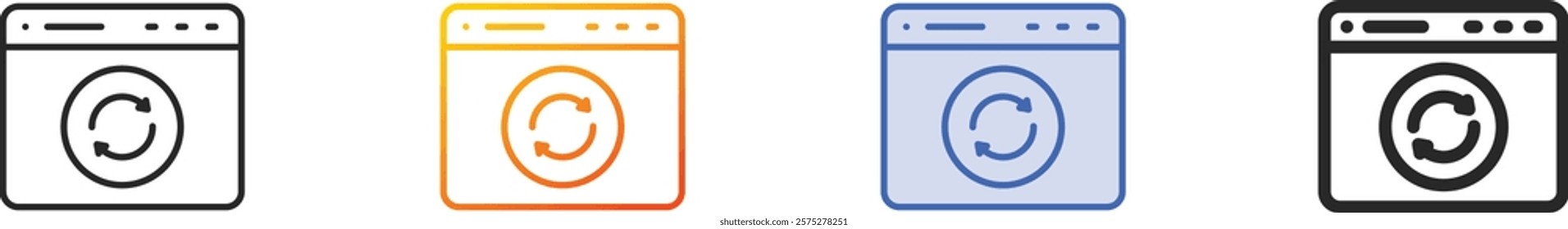 refresh icon.Thin Linear, Gradient, Blue Stroke and bold Style Design Isolated On White Background