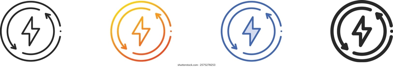 refresh icon.Thin Linear, Gradient, Blue Stroke and bold Style Design Isolated On White Background