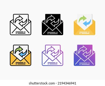 Refresh Inbox icon set with line, outline, flat, filled, glyph, color, gradient. Editable stroke and pixel perfect. Can be used for digital product, presentation, print design and more.