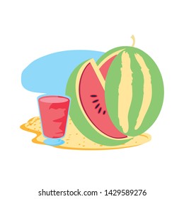refresh juice in the beach with watermelon