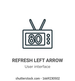 Refresh left arrow outline vector icon. Thin line black refresh left arrow icon, flat vector simple element illustration from editable user interface concept isolated stroke on white background