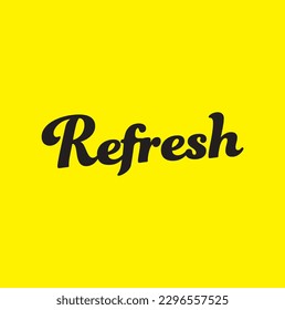 Refresh letter with logo design illustration. Isolated on yellow background. Refresh typography design