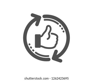 Refresh like icon. Thumbs up sign. Positive feedback symbol. Quality design element. Classic style icon. Vector
