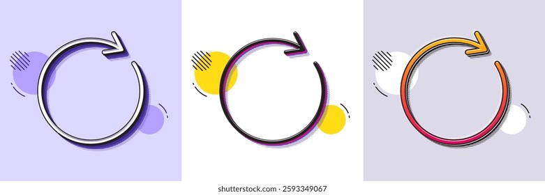 Refresh line icon. Halftone dotted pattern. Gradient icon with grain shadow. Rotation arrow sign. Reset or Reload symbol. Line synchronize icon. Various designs. Vector