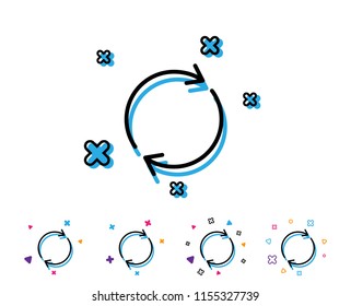 Refresh line icon. Rotation arrow sign. Reset or Reload symbol. Line icon with geometric elements. Bright colourful design. Vector