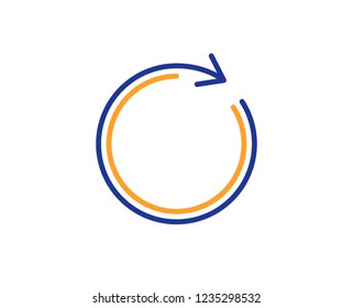 Refresh line icon. Rotation arrow sign. Reset or Reload symbol. Colorful outline concept. Blue and orange thin line color icon. Synchronize Vector
