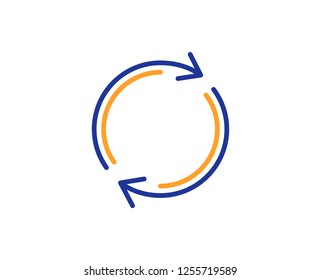 Refresh line icon. Rotation arrow sign. Reset or Reload symbol. Colorful outline concept. Blue and orange thin line color icon. Full rotation Vector