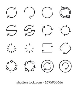 Refresh line icons set. Stroke vector elements for trendy design. Simple pictograms for mobile concept and web apps. Vector line icons isolated on a white background. 