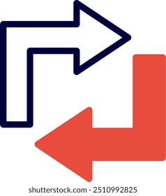 Refresh Line Red Filled Vector Icon Design