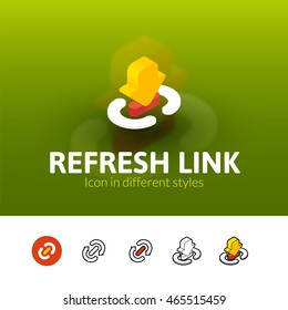 Refresh link color icon, vector symbol in flat, outline and isometric style isolated on blur background