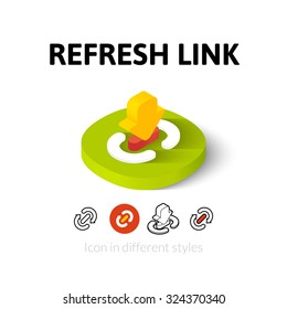 Refresh link icon, vector symbol in flat, outline and isometric style