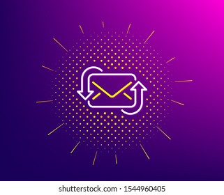Refresh Mail line icon. Halftone pattern. New Messages correspondence sign. E-mail symbol. Gradient background. Refresh Mail line icon. Yellow halftone pattern. Vector