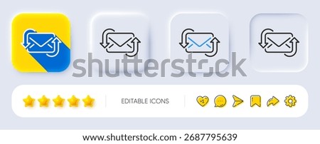Refresh Mail line icon. Neumorphic, Flat shadow, 3d buttons. New Messages correspondence sign. E-mail symbol. Line refresh Mail icon. Social media icons. Vector