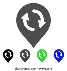 Refresh Map Marker flat vector icon. Colored refresh map marker, gray, black, blue, green pictogram versions. Flat icon style for application design.