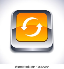 Refresh metallic 3d vibrant square icon.