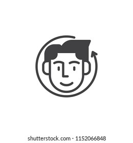 Refresh mind vector icon. filled flat sign for mobile concept and web design. Man head and reload arrow simple solid icon. Symbol, logo illustration. Pixel perfect vector graphics