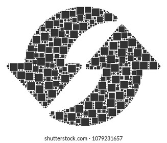 Refresh mosaic icon of squares and round items in various sizes. Vector objects are organized into refresh illustration design concept.