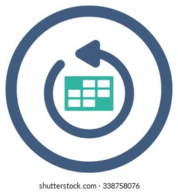 Refresh Plan vector icon. Style is bicolor flat rounded symbol, cobalt and cyan colors, rounded angles, white background.
