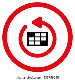 Refresh Plan vector icon. Style is bicolor flat rounded symbol, intensive red and black colors, rounded angles, white background.