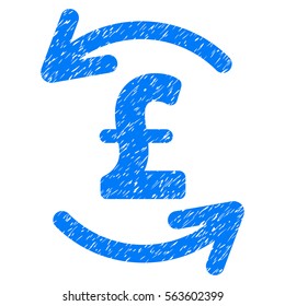 Refresh Pound Balance grainy textured icon for overlay watermark stamps. Flat symbol with unclean texture. Dotted vector blue ink rubber seal stamp with grunge design on a white background.