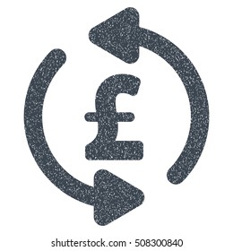 Refresh Pound Price grainy textured icon for overlay watermark stamps. Flat symbol with scratched texture. Dotted vector smooth blue ink rubber seal stamp with grunge design on a white background.