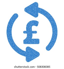 Refresh Pound Price grainy textured icon for overlay watermark stamps. Flat symbol with unclean texture. Dotted vector cobalt ink rubber seal stamp with grunge design on a white background.