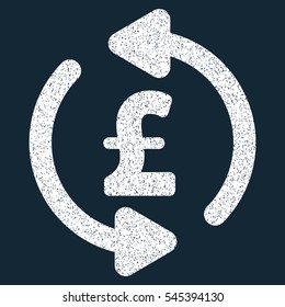 Refresh Pound Price grainy textured icon for overlay watermark stamps. Flat symbol with unclean texture. Dotted vector white ink rubber seal stamp with grunge design on a dark blue background.